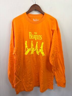 The Beatles Orange Long Sleeve Shirt with Yellow Abbey Road Graphic